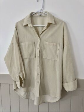 Neutral Oversized Button-Up Shirt - Cream